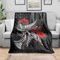 Hawaiian Honu Personalized Blanket Black Tribal Hook Pattern LT9 - Polynesian Pride