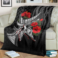 Hawaiian Honu Personalized Blanket Black Tribal Hook Pattern LT9 - Polynesian Pride