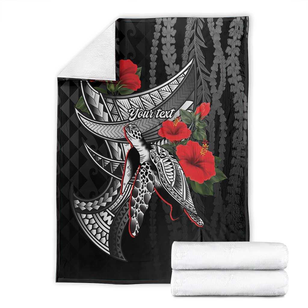 Hawaiian Honu Personalized Blanket Black Tribal Hook Pattern LT9 - Polynesian Pride