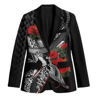 Hawaiian Honu Personalized Blazer Black Tribal Hook Pattern LT9 Unisex Black - Polynesian Pride