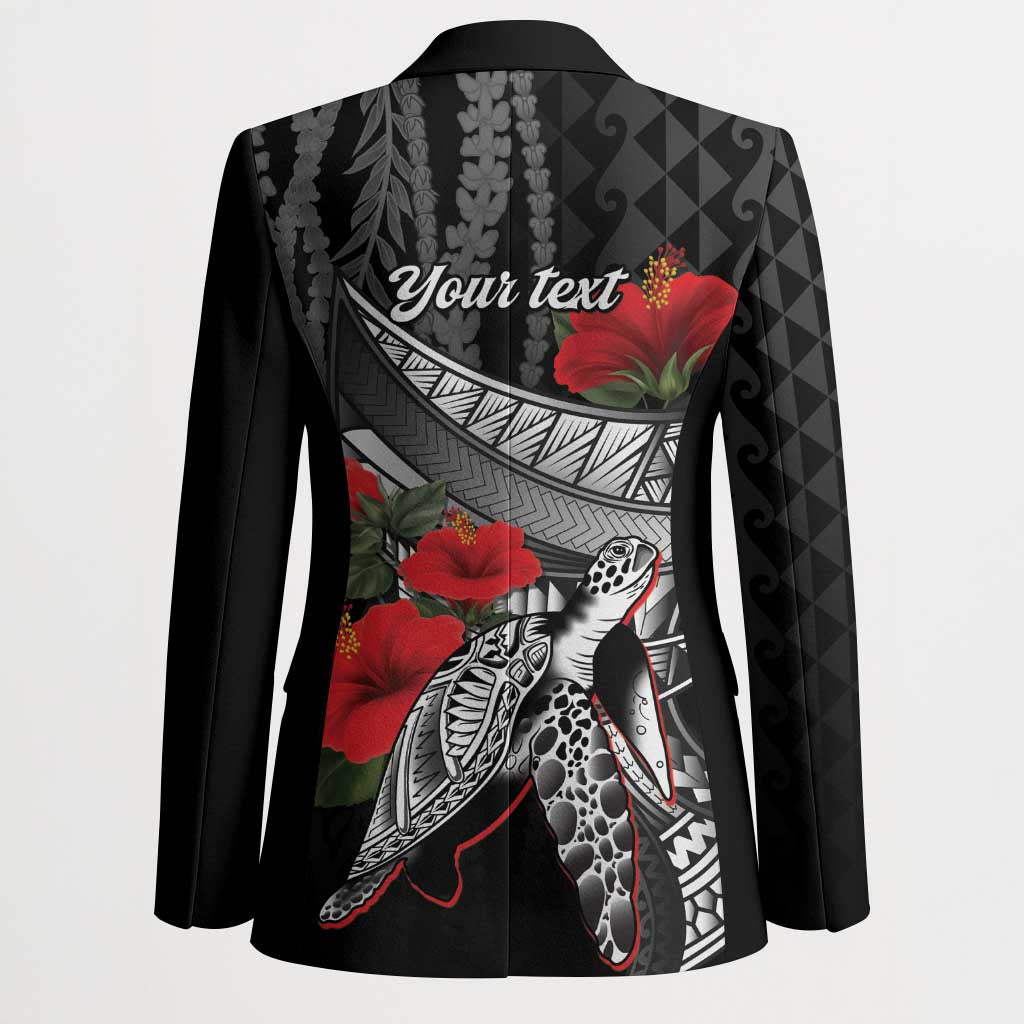 Hawaiian Honu Personalized Blazer Black Tribal Hook Pattern LT9 - Polynesian Pride