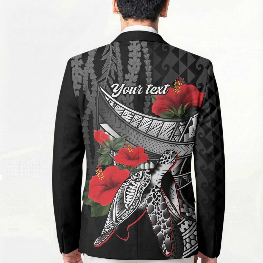 Hawaiian Honu Personalized Blazer Black Tribal Hook Pattern LT9 - Polynesian Pride