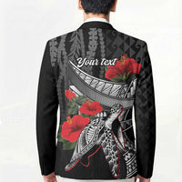 Hawaiian Honu Personalized Blazer Black Tribal Hook Pattern LT9 - Polynesian Pride