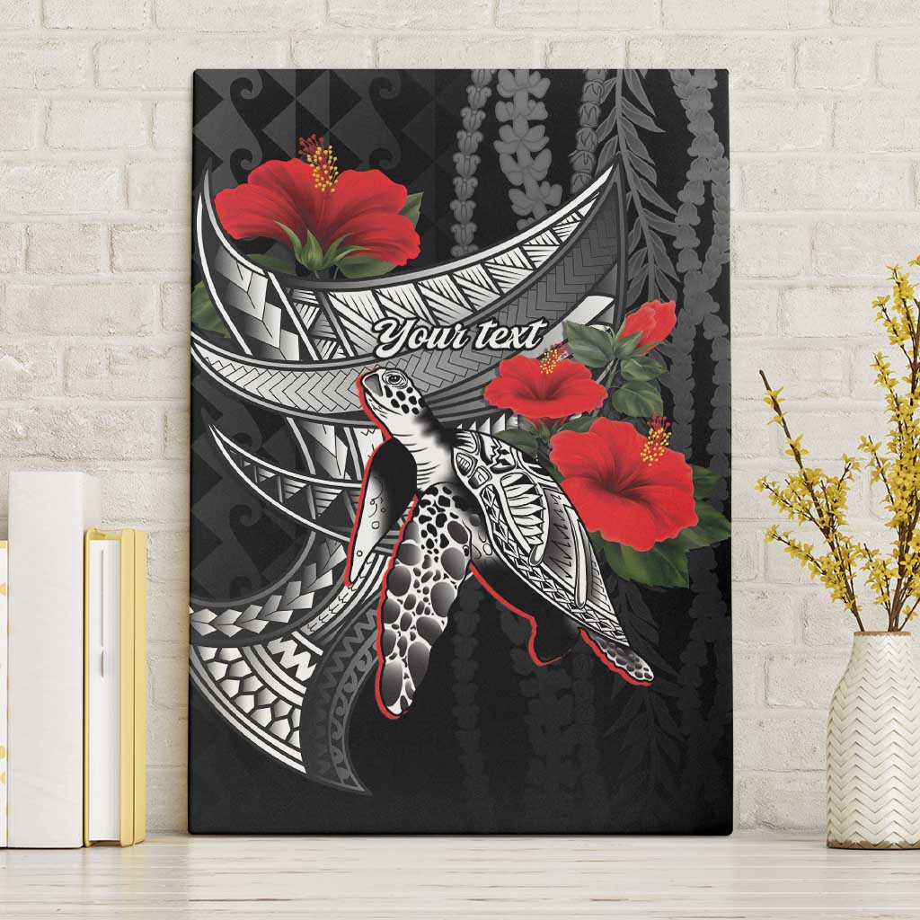 Hawaiian Honu Personalized Canvas Wall Art Black Tribal Hook Pattern LT9 Without Frame Black - Polynesian Pride