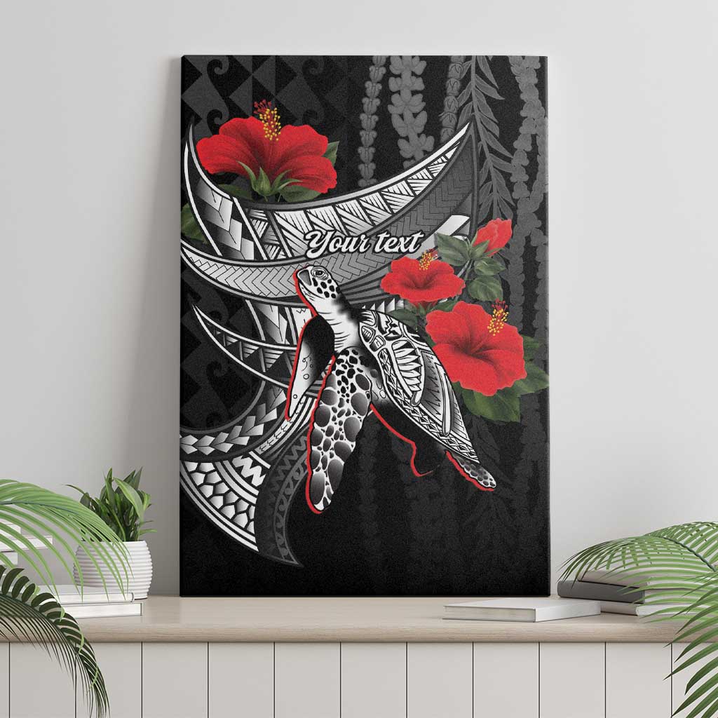 Hawaiian Honu Personalized Canvas Wall Art Black Tribal Hook Pattern LT9 - Polynesian Pride