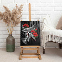Hawaiian Honu Personalized Canvas Wall Art Black Tribal Hook Pattern LT9 - Polynesian Pride
