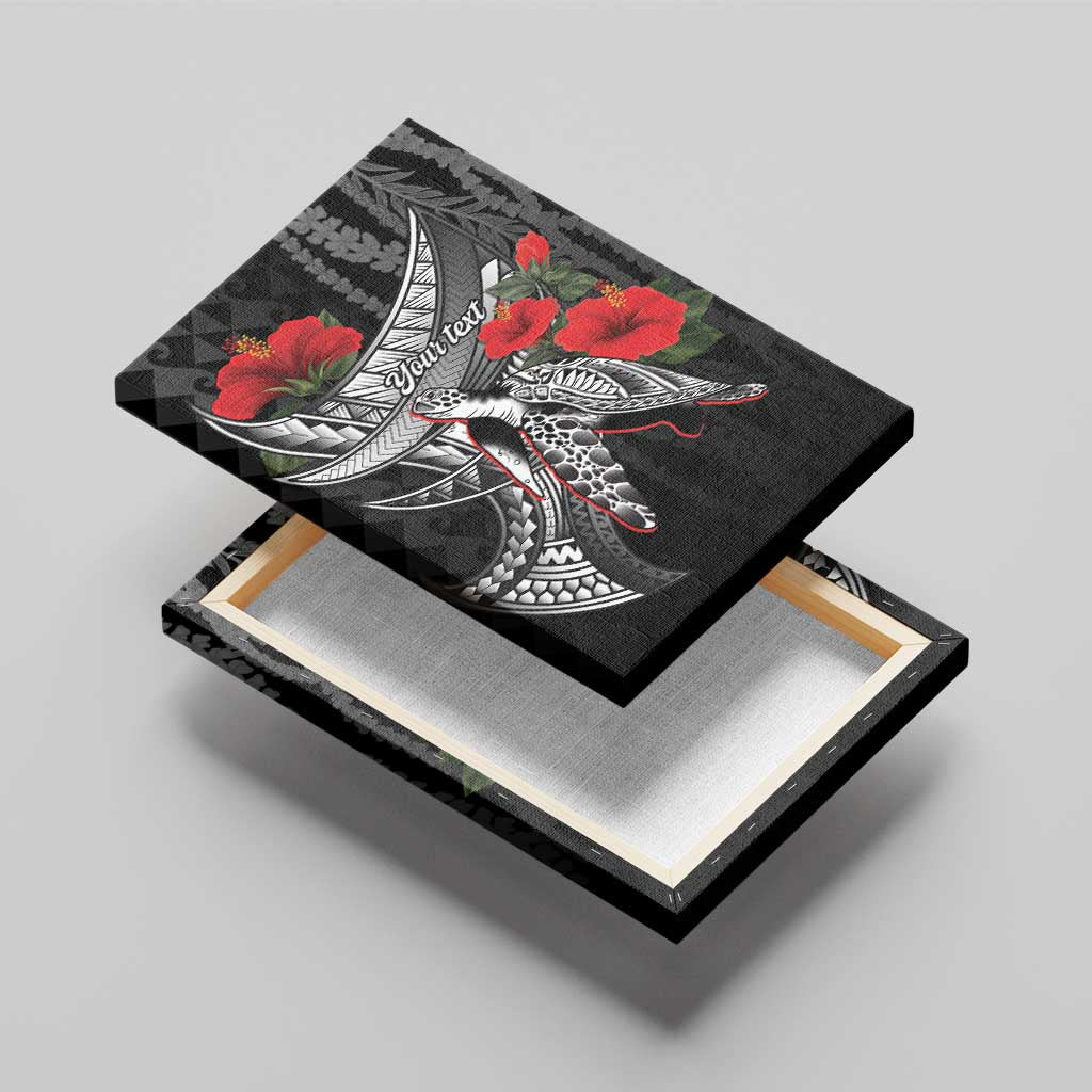 Hawaiian Honu Personalized Canvas Wall Art Black Tribal Hook Pattern LT9 - Polynesian Pride