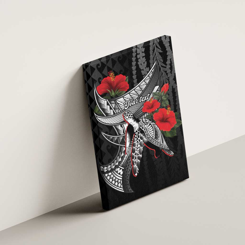 Hawaiian Honu Personalized Canvas Wall Art Black Tribal Hook Pattern LT9 - Polynesian Pride