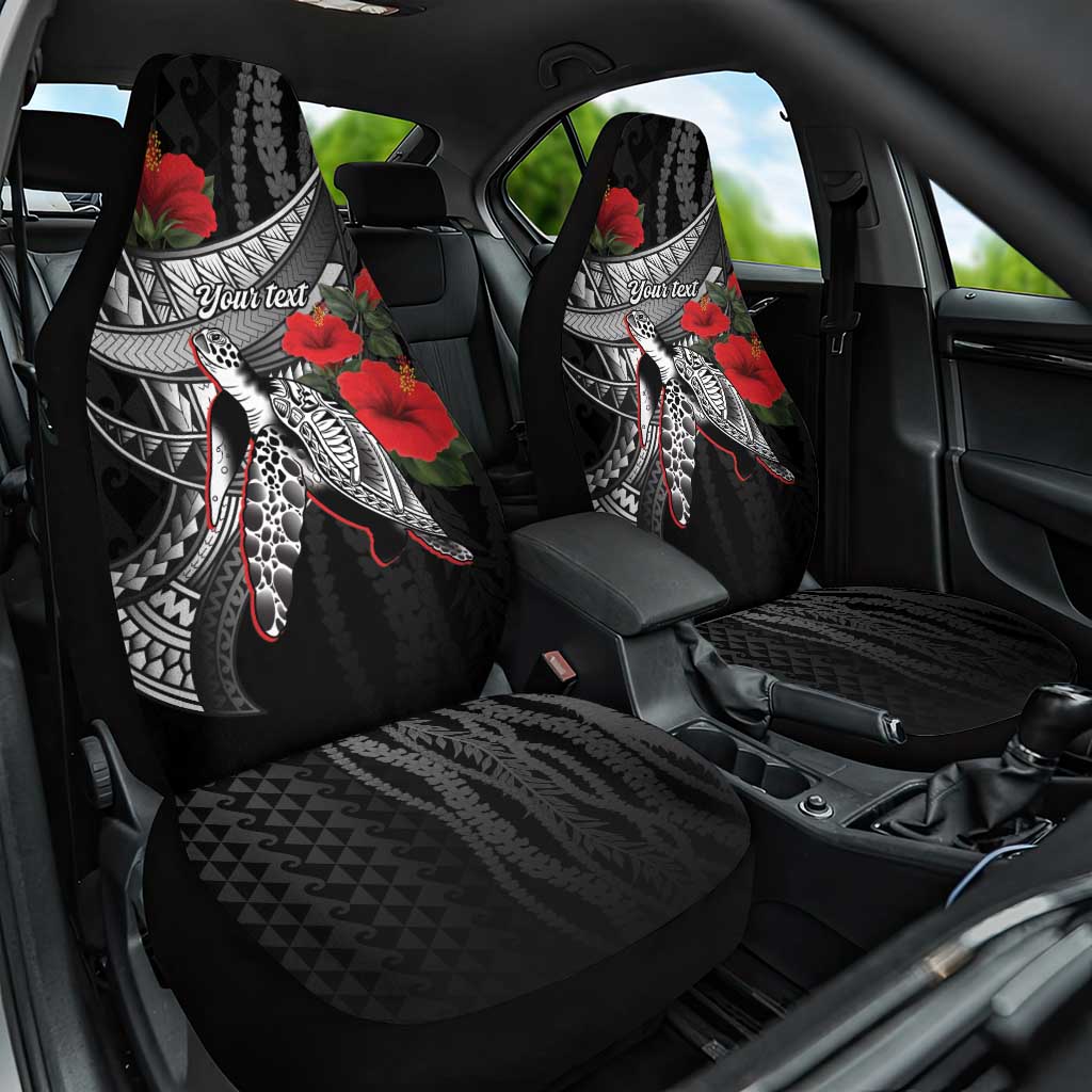 Hawaiian Honu Personalized Car Seat Cover Black Tribal Hook Pattern LT9 One Size Black - Polynesian Pride
