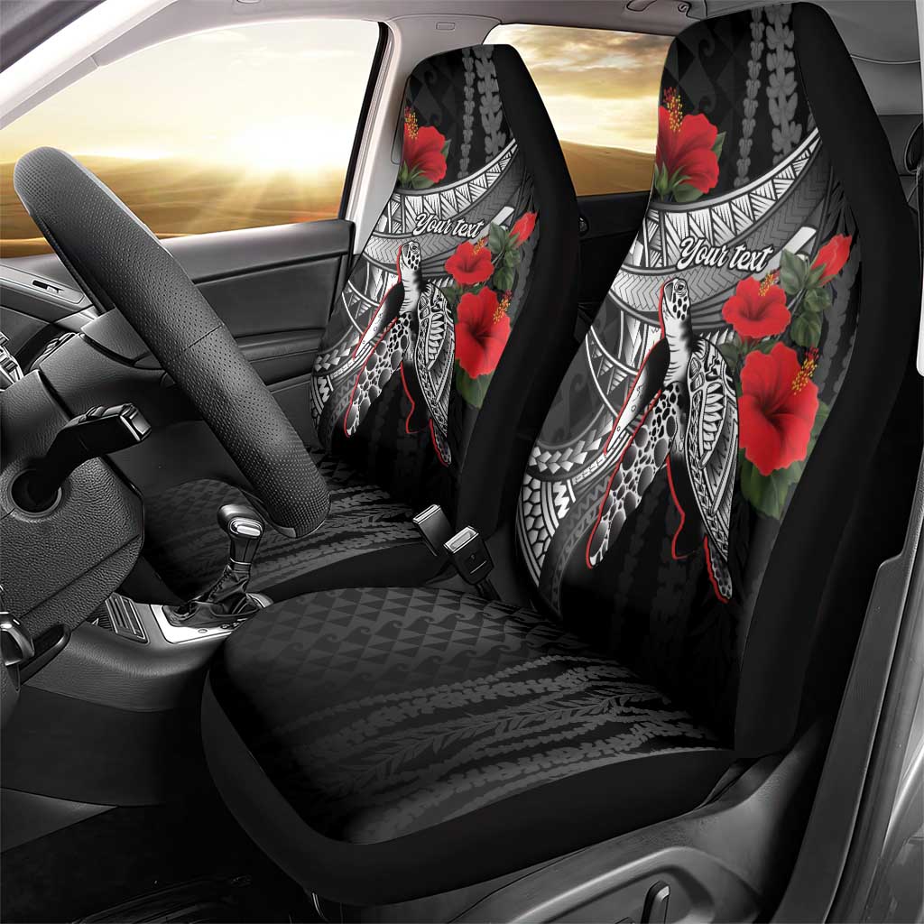 Hawaiian Honu Personalized Car Seat Cover Black Tribal Hook Pattern LT9 - Polynesian Pride