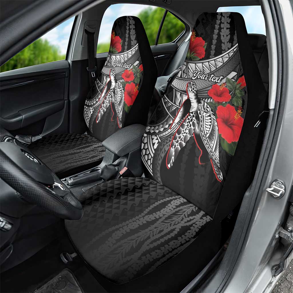 Hawaiian Honu Personalized Car Seat Cover Black Tribal Hook Pattern LT9 - Polynesian Pride