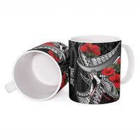 Hawaiian Honu Personalized Ceramic Mug Black Tribal Hook Pattern LT9 - Polynesian Pride