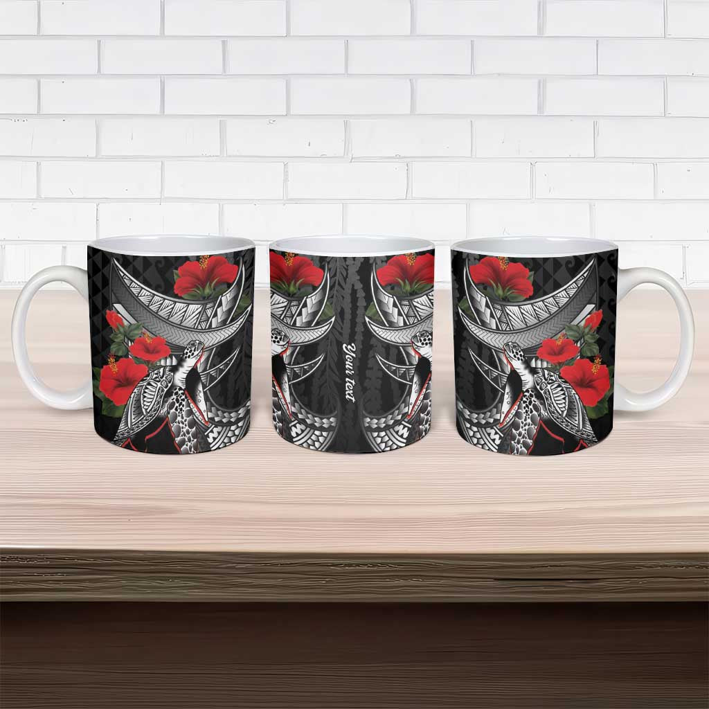 Hawaiian Honu Personalized Ceramic Mug Black Tribal Hook Pattern LT9 - Polynesian Pride
