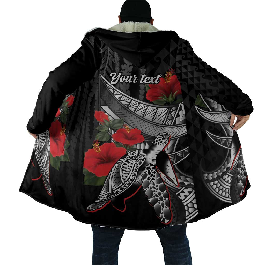 Hawaiian Honu Personalized Cloak Black Tribal Hook Pattern LT9 - Polynesian Pride
