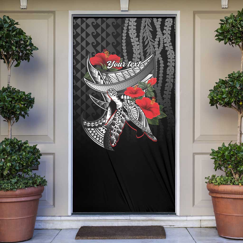 Hawaiian Honu Personalized Door Cover Black Tribal Hook Pattern LT9 Black - Polynesian Pride