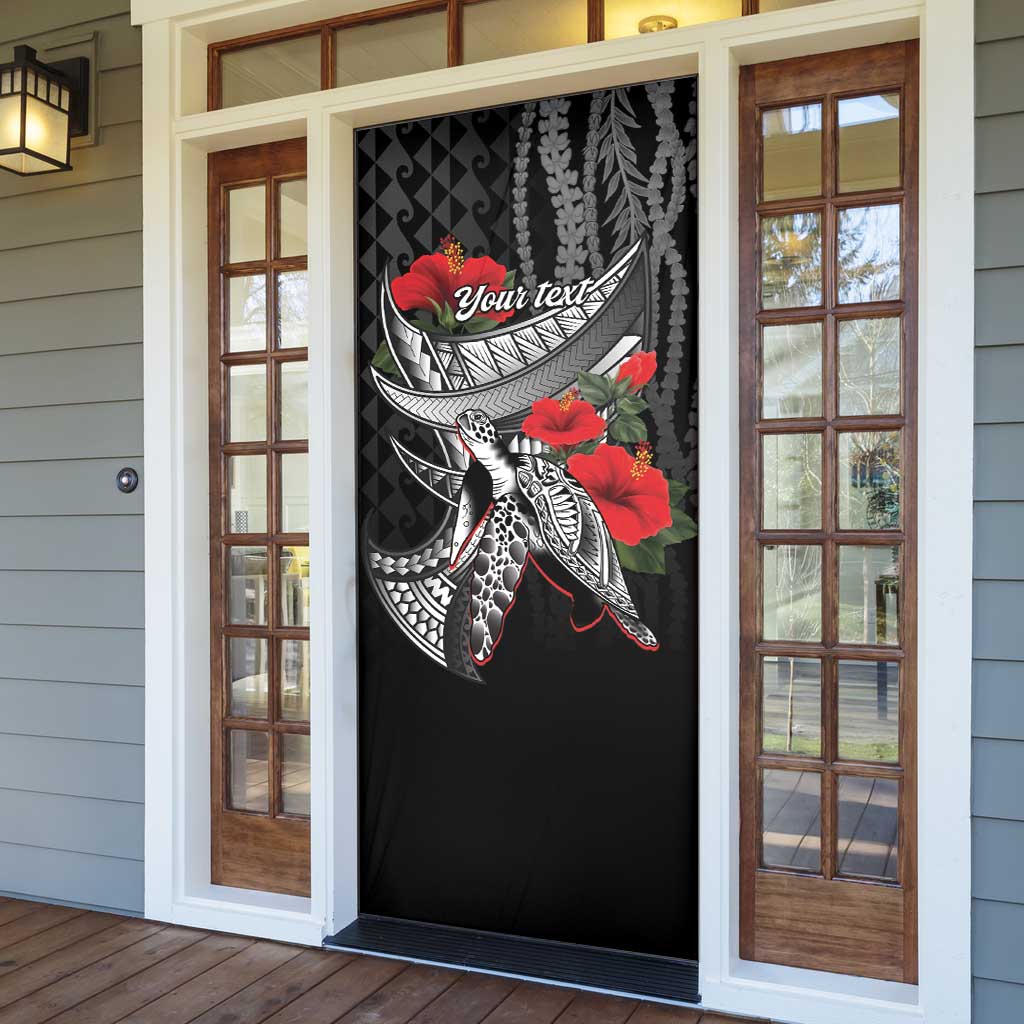 Hawaiian Honu Personalized Door Cover Black Tribal Hook Pattern LT9 - Polynesian Pride