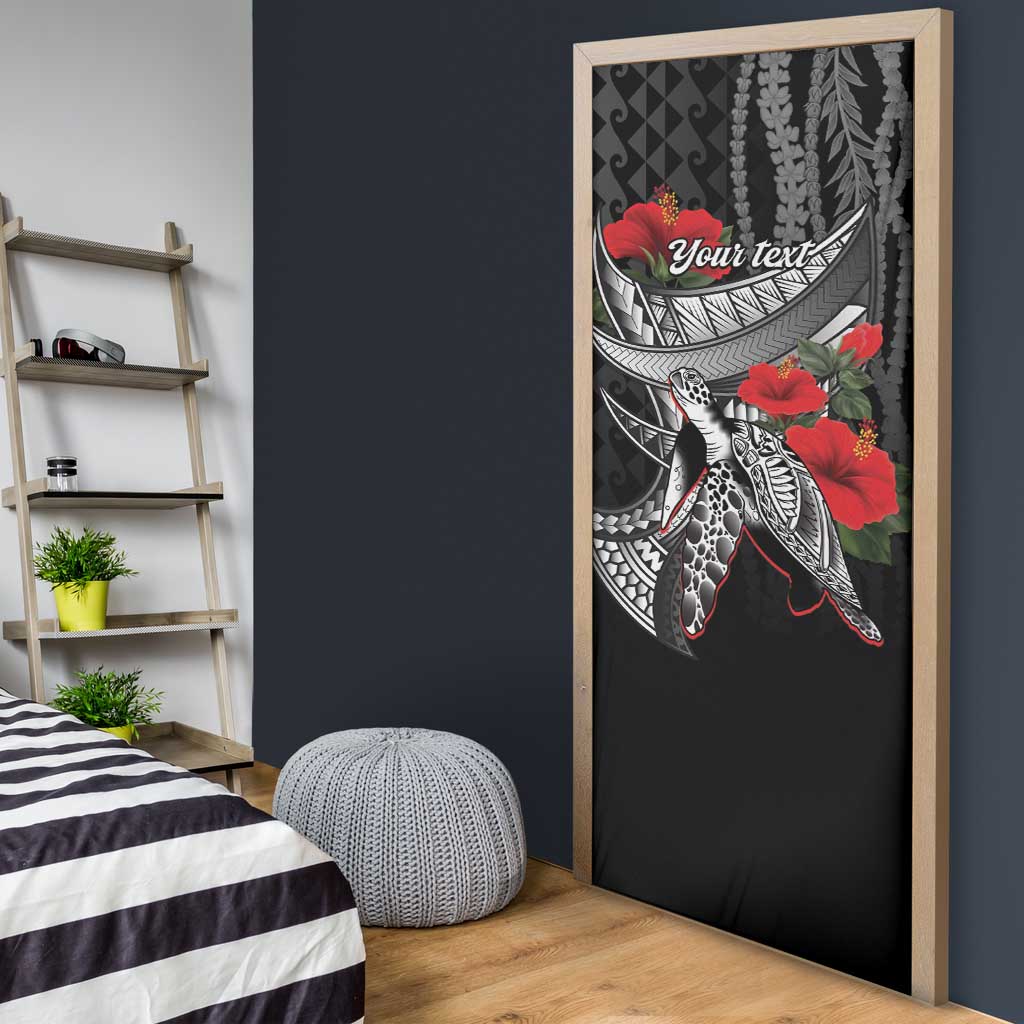 Hawaiian Honu Personalized Door Cover Black Tribal Hook Pattern LT9 - Polynesian Pride