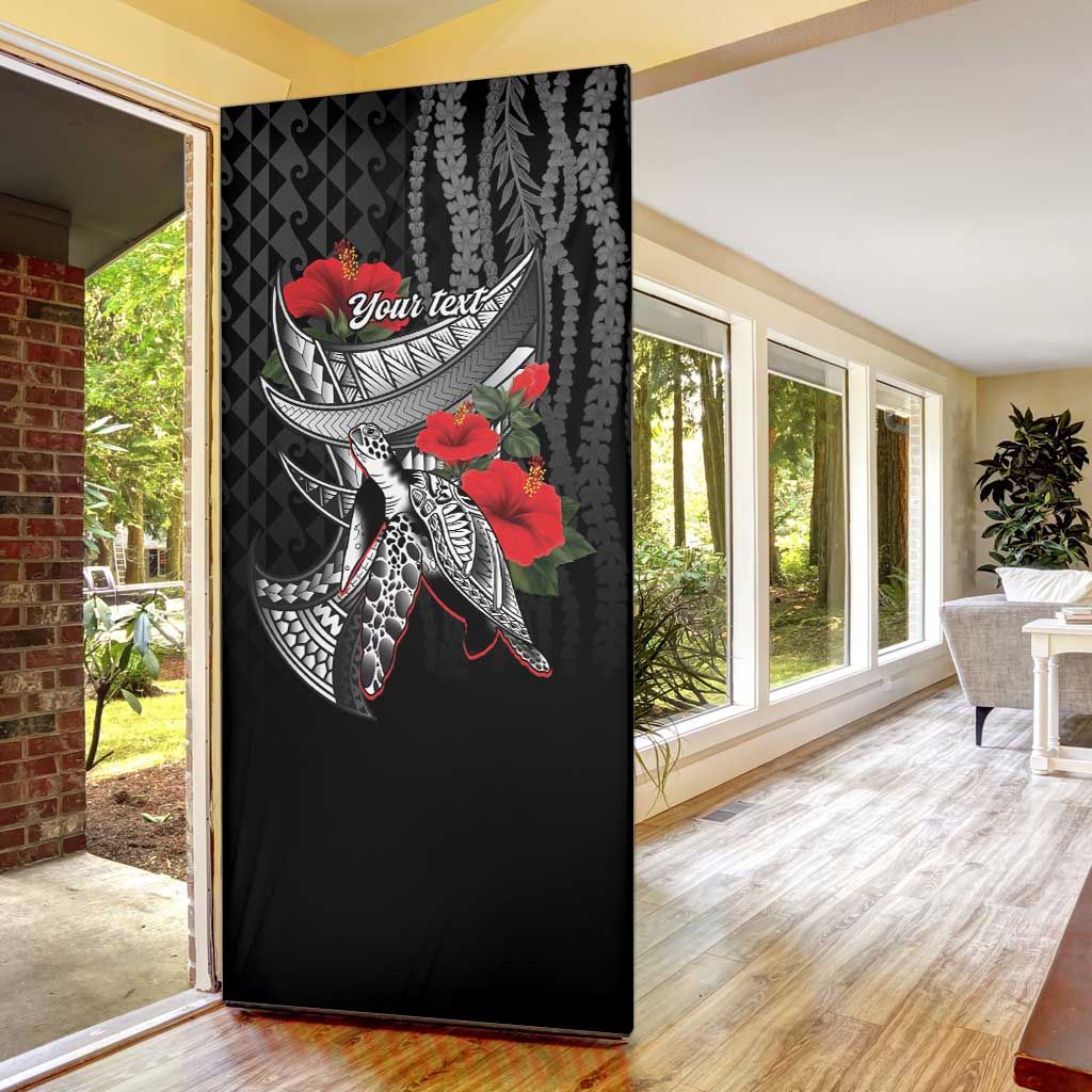 Hawaiian Honu Personalized Door Cover Black Tribal Hook Pattern LT9 - Polynesian Pride