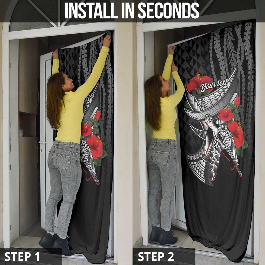Hawaiian Honu Personalized Door Cover Black Tribal Hook Pattern LT9 - Polynesian Pride