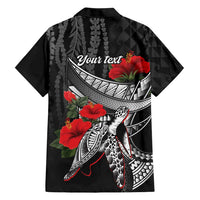 Hawaiian Honu Personalized Family Matching Puletasi and Hawaiian Shirt Black Tribal Hook Pattern LT9 - Polynesian Pride