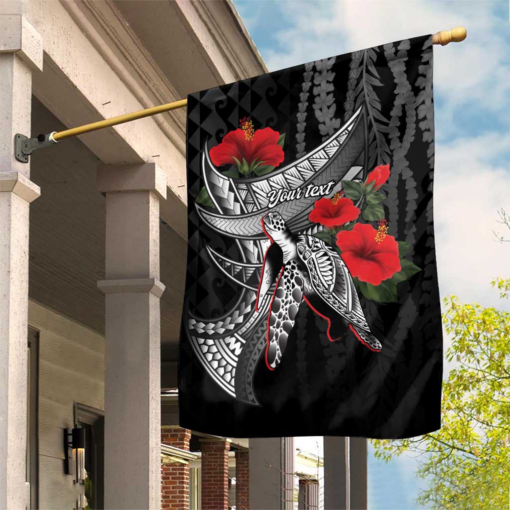 Hawaiian Honu Personalized Garden Flag Black Tribal Hook Pattern LT9 House Flag Black - Polynesian Pride