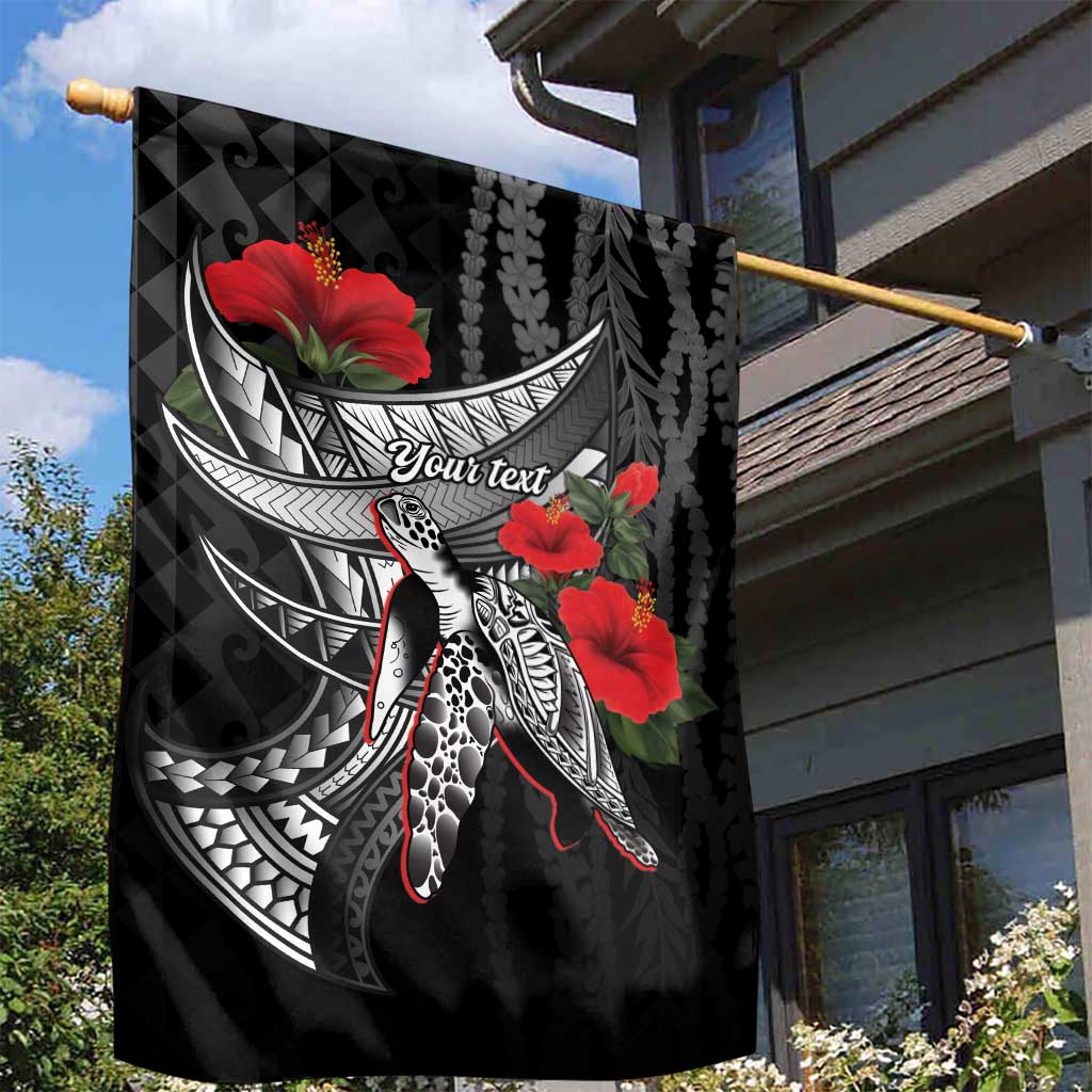 Hawaiian Honu Personalized Garden Flag Black Tribal Hook Pattern LT9 - Polynesian Pride