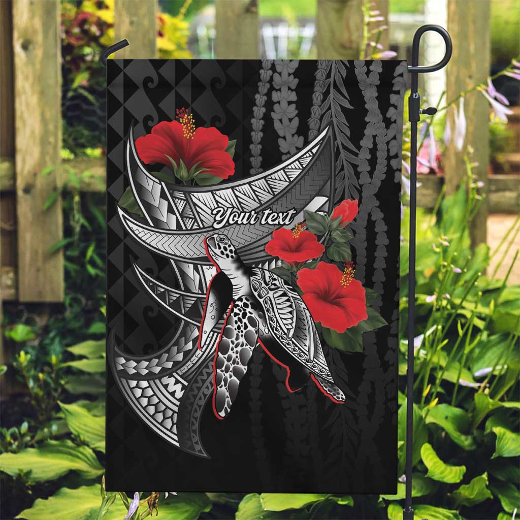 Hawaiian Honu Personalized Garden Flag Black Tribal Hook Pattern LT9 Garden Flag Black - Polynesian Pride