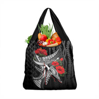 Hawaiian Honu Personalized Grocery Bag Black Tribal Hook Pattern LT9 1-pack One Size Black - Polynesian Pride