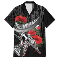 Hawaiian Honu Personalized Hawaiian Shirt Black Tribal Hook Pattern LT9 Black - Polynesian Pride