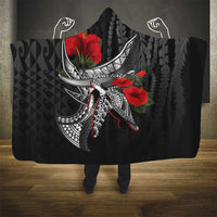 Hawaiian Honu Personalized Hooded Blanket Black Tribal Hook Pattern LT9 - Polynesian Pride
