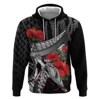 Hawaiian Honu Personalized Hoodie Black Tribal Hook Pattern LT9 Pullover Hoodie Black - Polynesian Pride