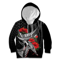 Hawaiian Honu Personalized Kid Hoodie Black Tribal Hook Pattern LT9 Hoodie Black - Polynesian Pride