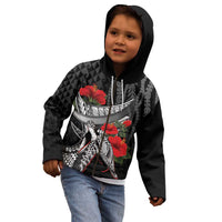 Hawaiian Honu Personalized Kid Hoodie Black Tribal Hook Pattern LT9 - Polynesian Pride