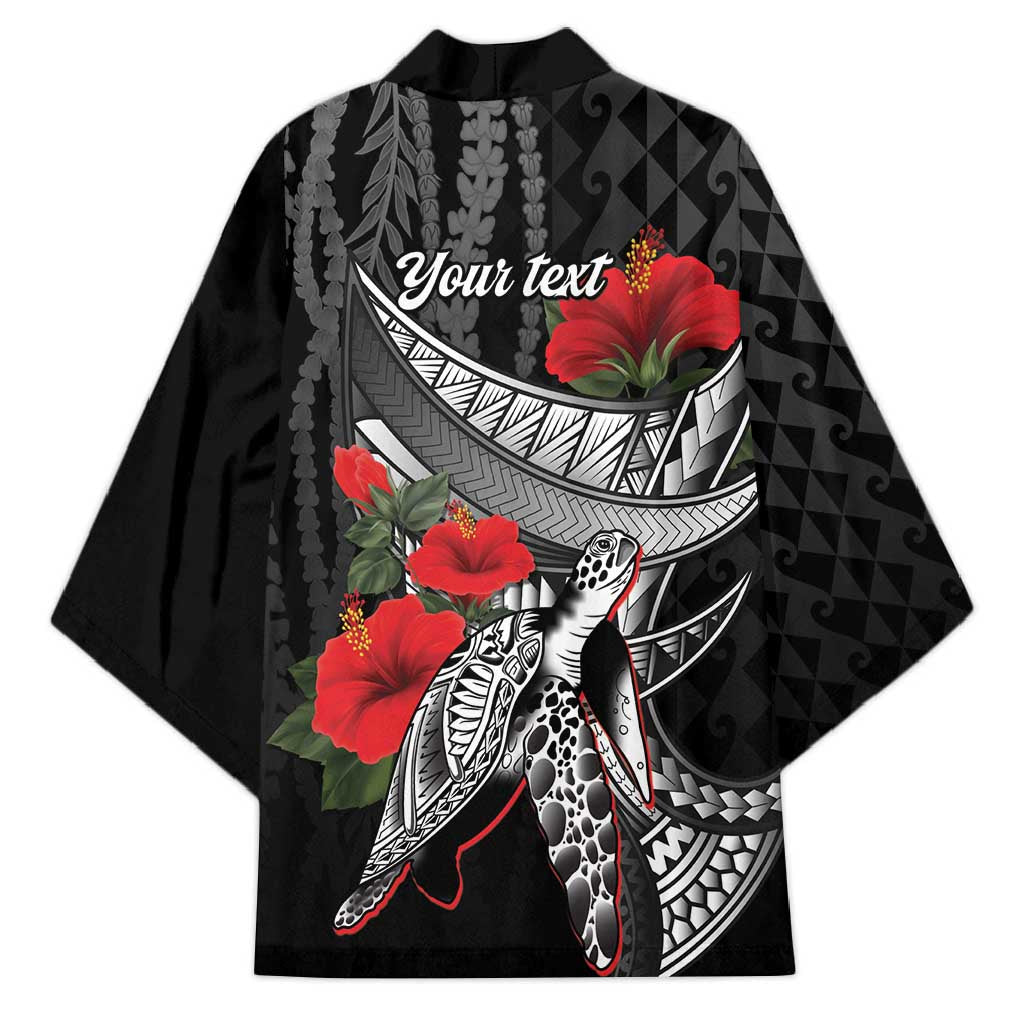 Hawaiian Honu Personalized Kimono Black Tribal Hook Pattern LT9 - Polynesian Pride