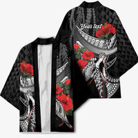 Hawaiian Honu Personalized Kimono Black Tribal Hook Pattern LT9 - Polynesian Pride
