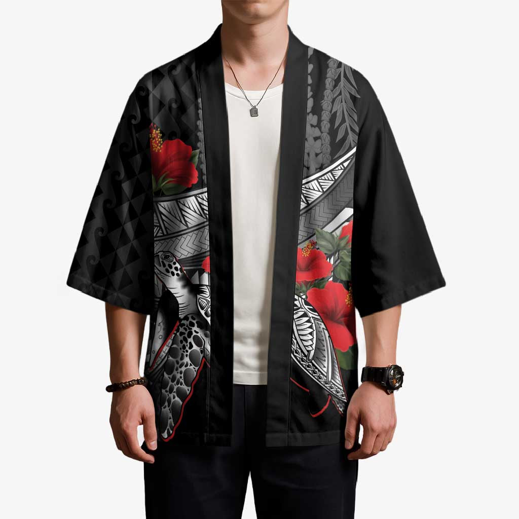 Hawaiian Honu Personalized Kimono Black Tribal Hook Pattern LT9 - Polynesian Pride
