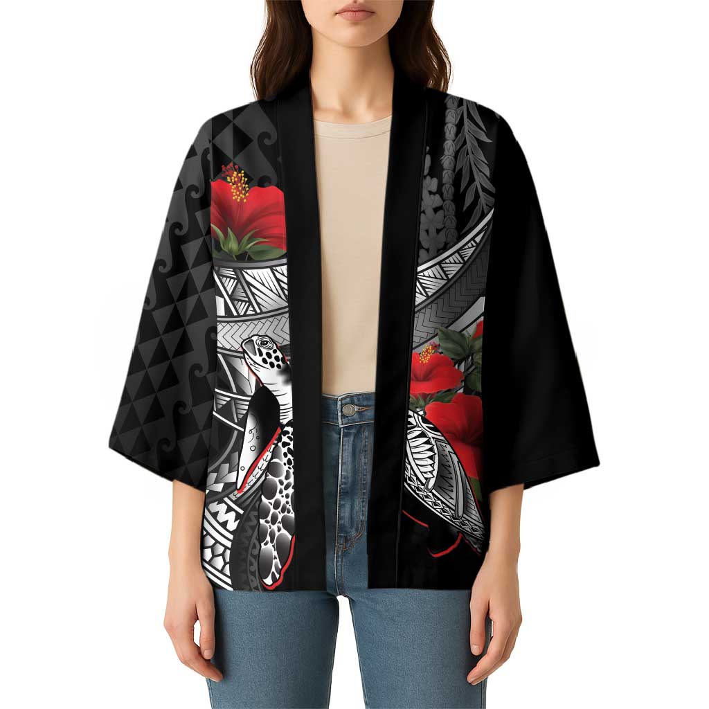 Hawaiian Honu Personalized Kimono Black Tribal Hook Pattern LT9 - Polynesian Pride
