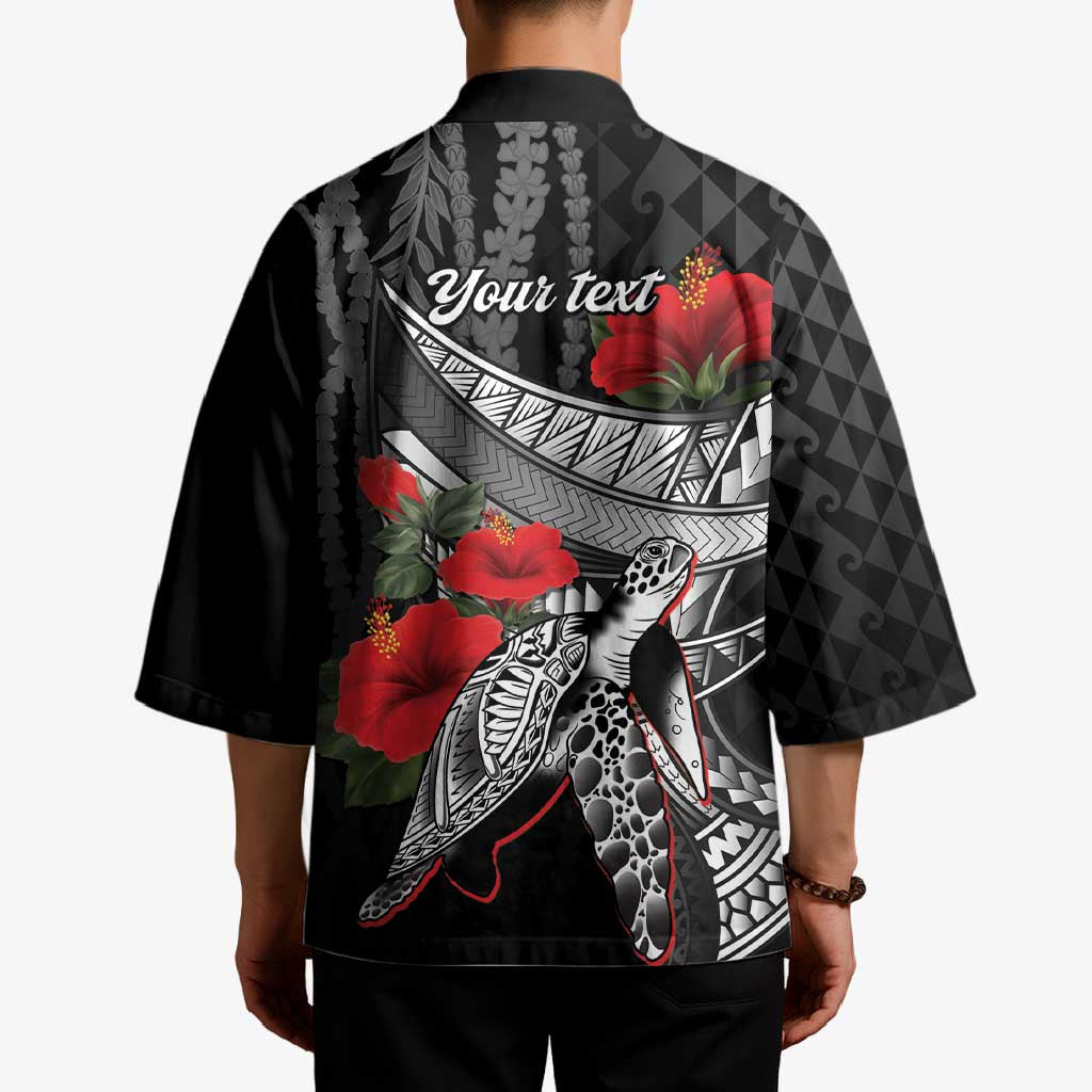 Hawaiian Honu Personalized Kimono Black Tribal Hook Pattern LT9 - Polynesian Pride