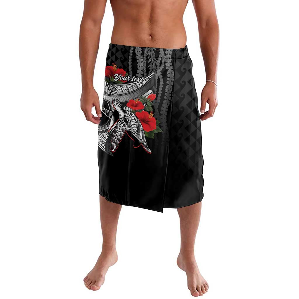 Hawaiian Honu Personalized Lavalava Black Tribal Hook Pattern LT9 Black - Polynesian Pride