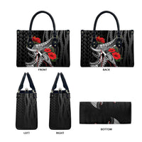 Hawaiian Honu Personalized Leather Bag Black Tribal Hook Pattern LT9 - Polynesian Pride