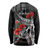 Hawaiian Honu Personalized Long Sleeve Shirt Black Tribal Hook Pattern LT9 - Polynesian Pride
