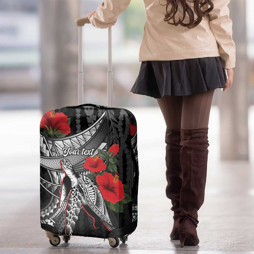 Hawaiian Honu Personalized Luggage Cover Black Tribal Hook Pattern LT9 - Polynesian Pride