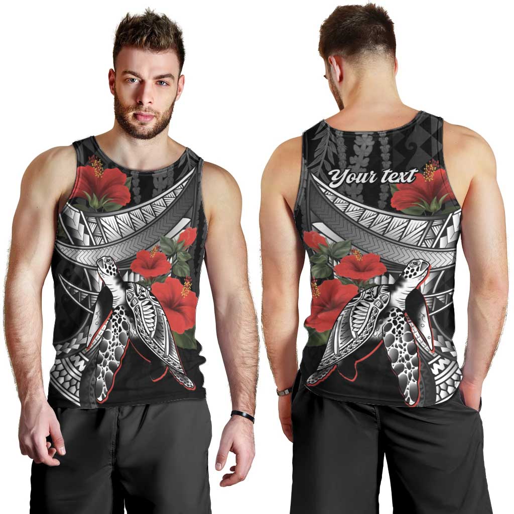 Hawaiian Honu Personalized Men Tank Top Black Tribal Hook Pattern LT9 - Polynesian Pride