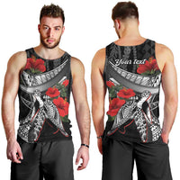 Hawaiian Honu Personalized Men Tank Top Black Tribal Hook Pattern LT9 - Polynesian Pride
