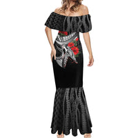 Hawaiian Honu Personalized Mermaid Dress Black Tribal Hook Pattern LT9 - Polynesian Pride