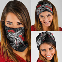 Hawaiian Honu Personalized Neck Gaiter Black Tribal Hook Pattern LT9 - Polynesian Pride
