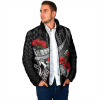 Hawaiian Honu Personalized Padded Jacket Black Tribal Hook Pattern LT9 - Polynesian Pride