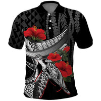 Hawaiian Honu Personalized Polo Shirt Black Tribal Hook Pattern LT9 Black - Polynesian Pride