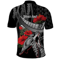 Hawaiian Honu Personalized Polo Shirt Black Tribal Hook Pattern LT9 - Polynesian Pride