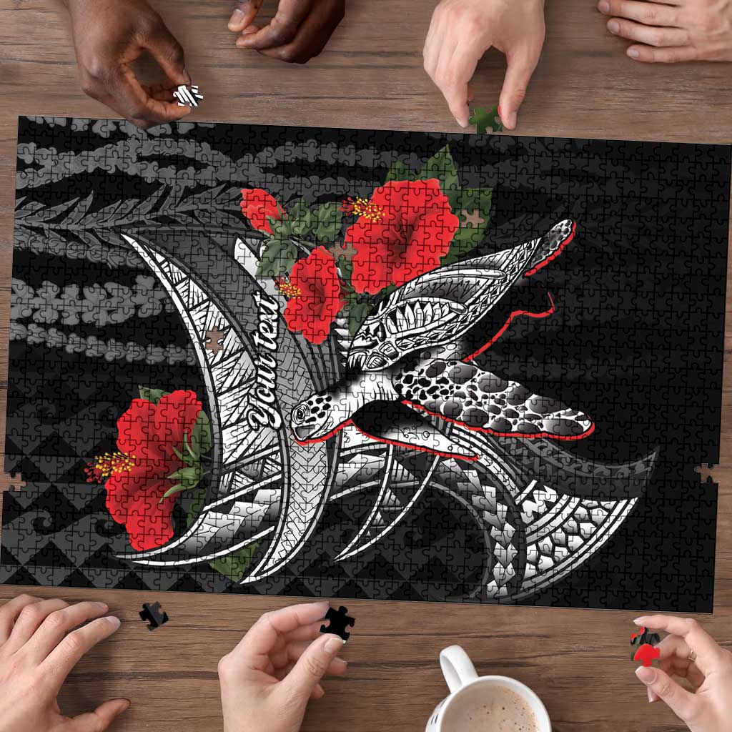 Hawaiian Honu Personalized Puzzle Black Tribal Hook Pattern LT9 - Polynesian Pride